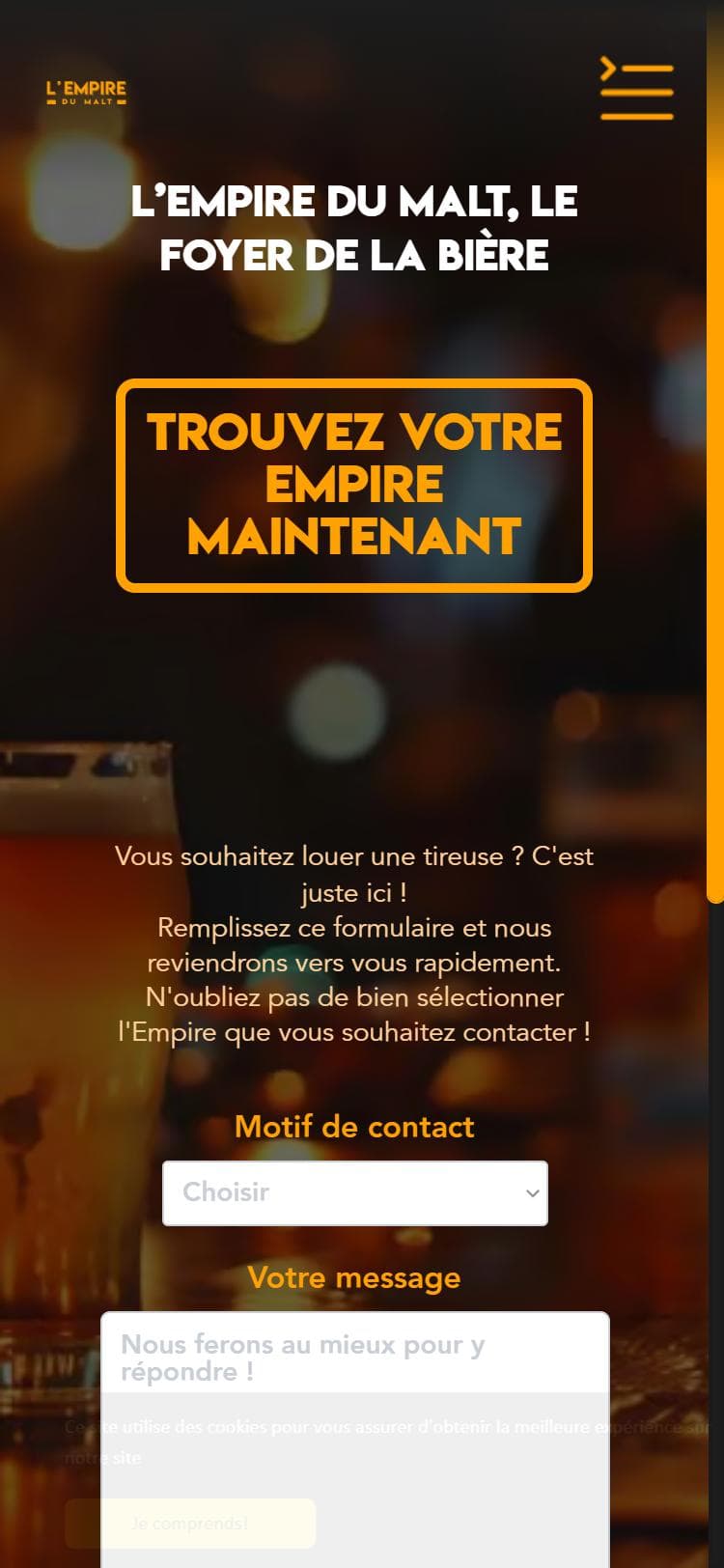 Accueil de L’Empire du Malt sur mobile