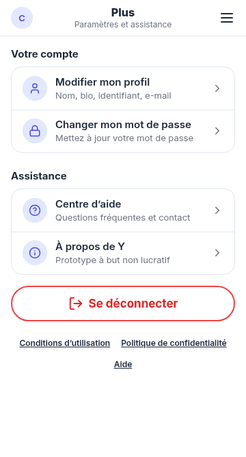 Y more menu on mobile